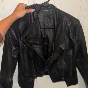 SHEIN Black Faux Leather Jacket for Women